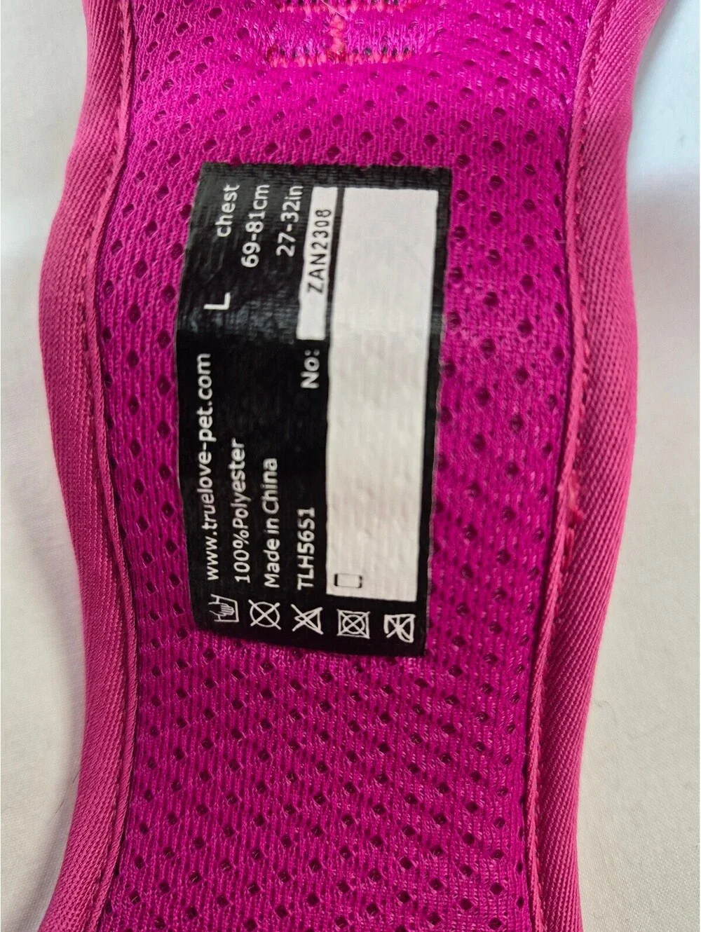 Truelove Large Pink Mesh Dog Harness and Adjustable Harness Polyester B305